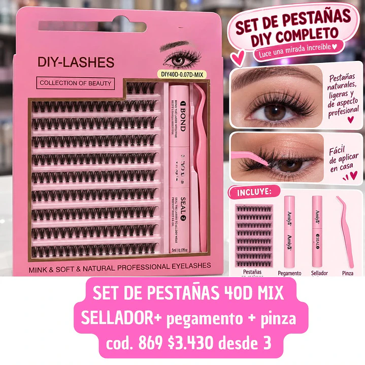 SET COMPLETO DE PESTAÑAS 40-50D COD.869 (3UNID) 1