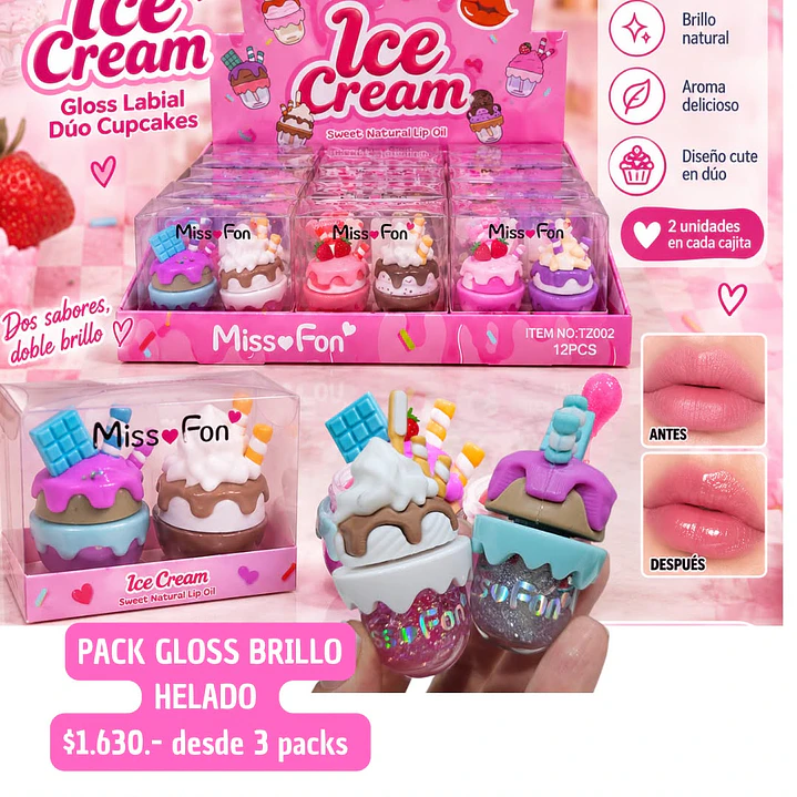 PACK GLOSS BRILLO HELADO (3packs) 1