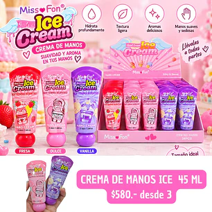 CREMA DE MANOS ICE CREM 45 ML (3 UNID)