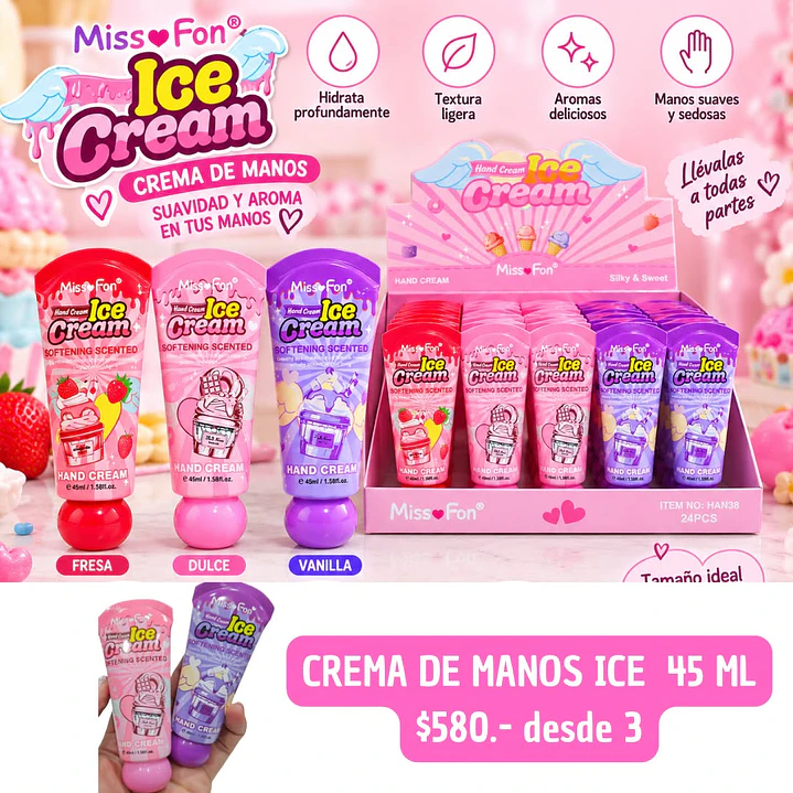 CREMA DE MANOS ICE CREM 45 ML (3 UNID) 1