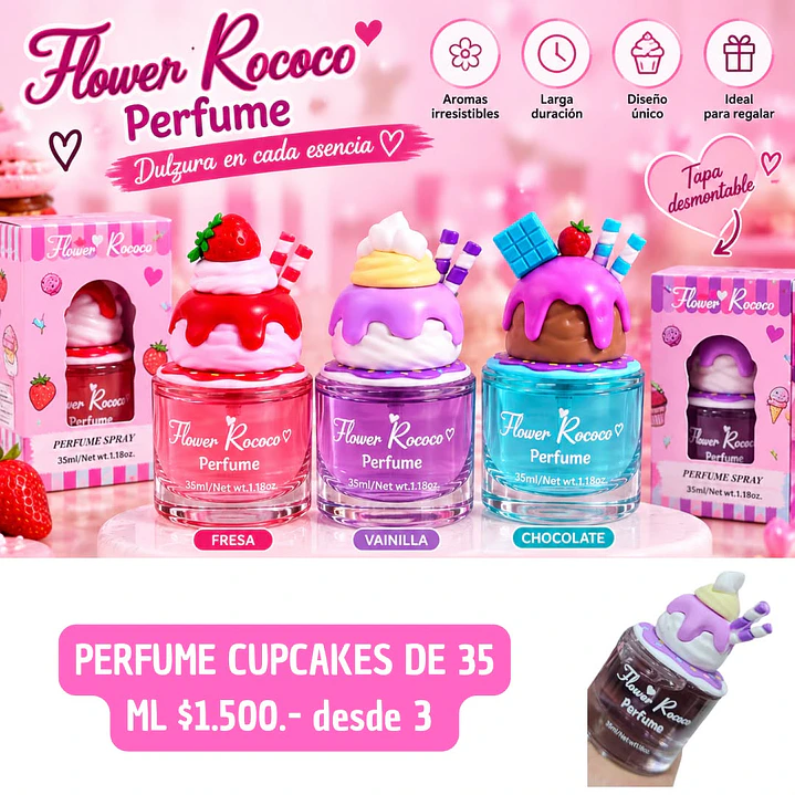 PERFUME CUPCAKES DE 35 ML ECONOMICO (3 UNID) 1