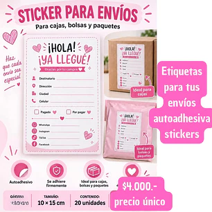 STICKER PARA ENVIOS 10X15 CM (PRECIO UNICO)