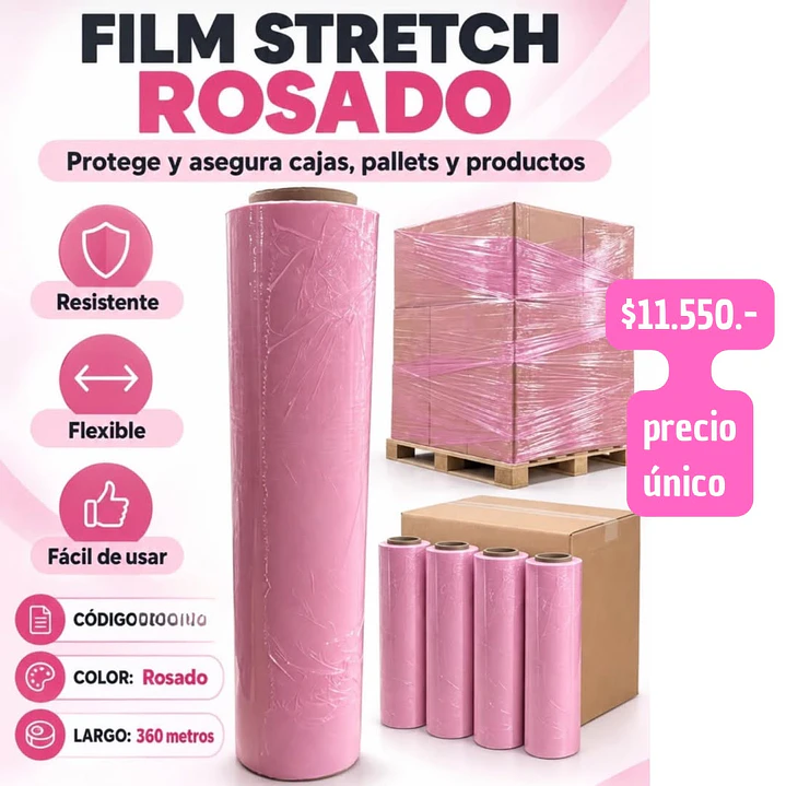 FILM ROSADO EMBALAJE 360 METROS (PRECIO UNICO) 1