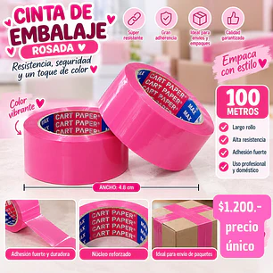 CINTA DE EMBALAJE ROSADO 100 METROS (PRECIO UNICO)