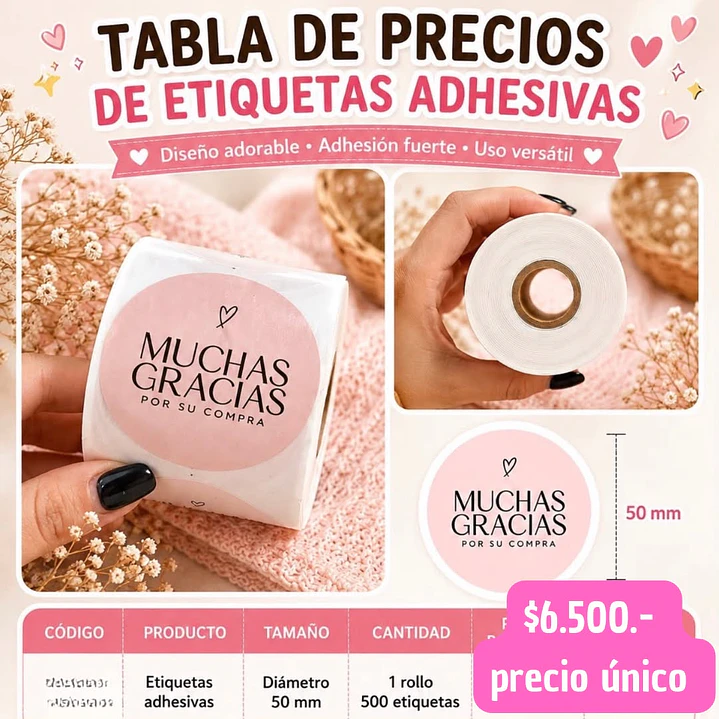 ETIQUETAS ADHESIVAS 50 ETIQUETAS (PRECIO UNICO) 1