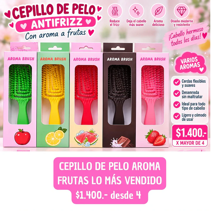 CEPILLO ANTIFRIZZ AROMA FRUTAS VIRAL (4UNID) 1