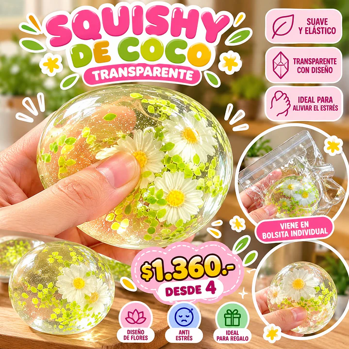 SQUISHY DE COCO TRANSPARENTE (4UNID) 1