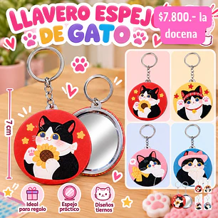 LLAVERO ESPEJO DE GATO (DOCENA)