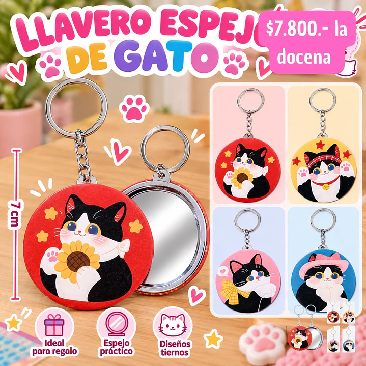 LLAVERO ESPEJO DE GATO (DOCENA) 1