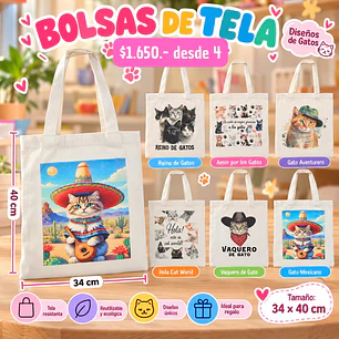 BOLSA ECOLOGICA GATITO (4UNID)