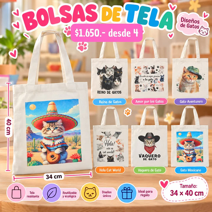 BOLSA ECOLOGICA GATITO (4UNID) 1