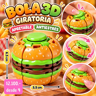 BOLA 3D GIRATORIA HAMBURGUESA (4 UNID)