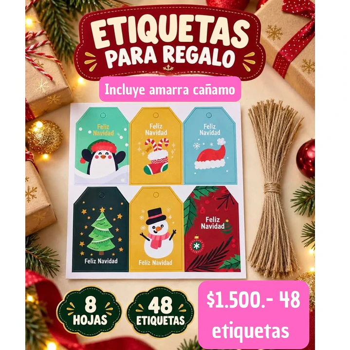 ETIQUETA NAVIDEÑA DE REGALO (48 ETIQUETAS) 1