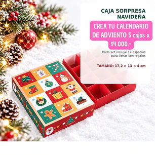 CALENDARIO DE ADVIENTO CREA EL TUYO 12 ESPACIOS (5CAJAS)