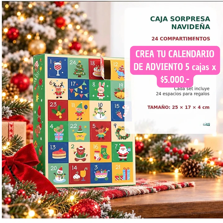 CALENDARIO DE ADVIENTO CREA EL TUYO 24 ESPACIOS (5CAJAS) 1
