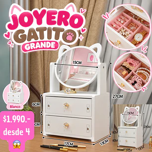 JOYERO GATITA GRANDE CON ESPEJO (4UNID)