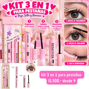 KIT 3 EN 1 PARA PESTAÑAS POSTIZAS (4UNID)