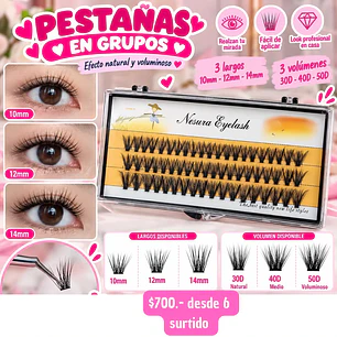 SET DE PESTAÑAS SURTIDO 3 FILAS 30-40-50D (6UNID)