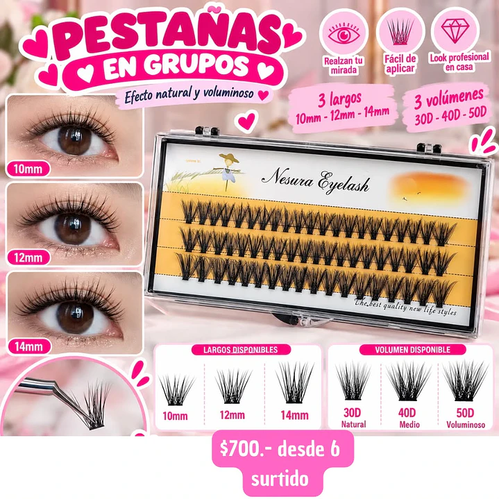 SET DE PESTAÑAS SURTIDO 3 FILAS 30-40-50D (6UNID) 1