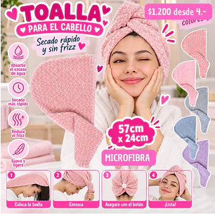 TOALLA CABELLO MICROFIBRA  (4UNID)