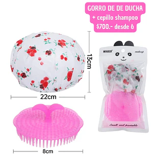 GORRO DE DUCHA+CEPILLO SHAMPOO  (6UNID)
