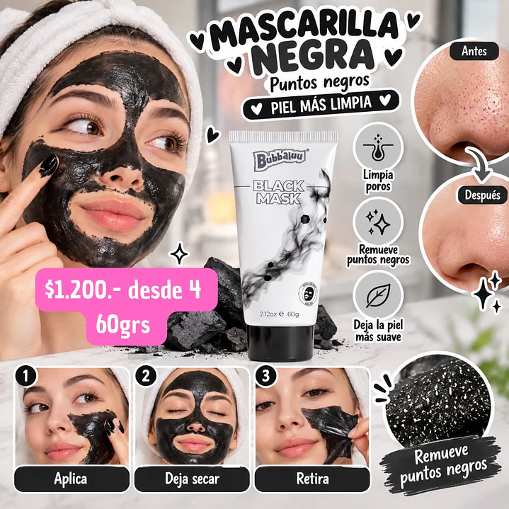 MASCARILLA PUNTOS NEGROS BUBBALUU 60 GRS  (4UNID) 1