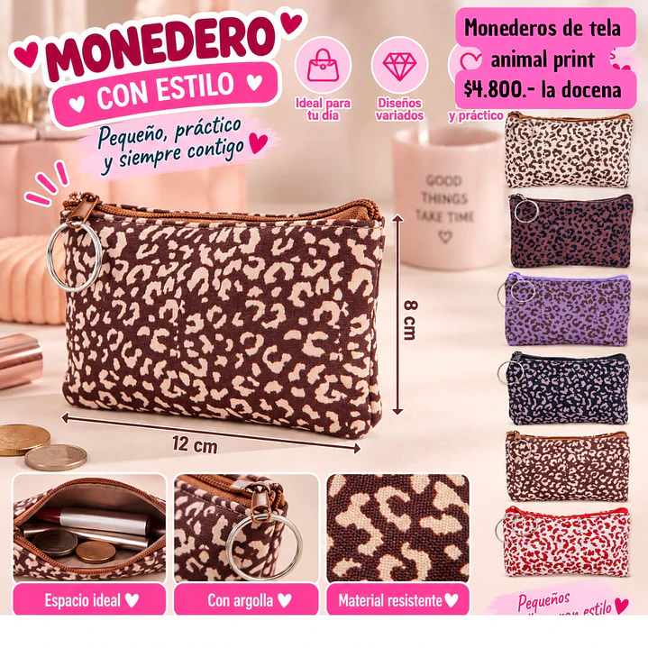MONEDERO ANIMAL PRINT (DOCENA) 1