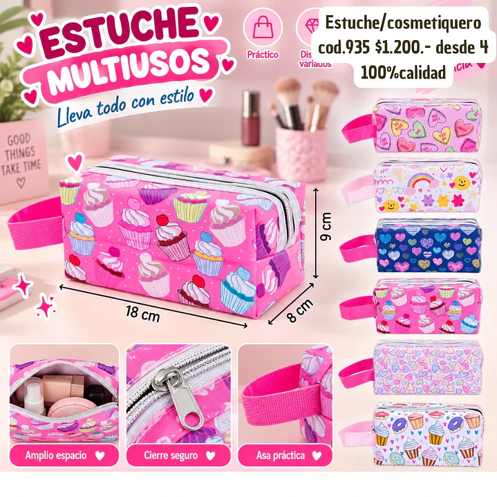 ESTUCHE COSMETIQUERO COD.935 (4UNID) 1