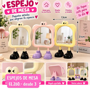 ESPEJO DE MESA ANIMADO (3UNID)