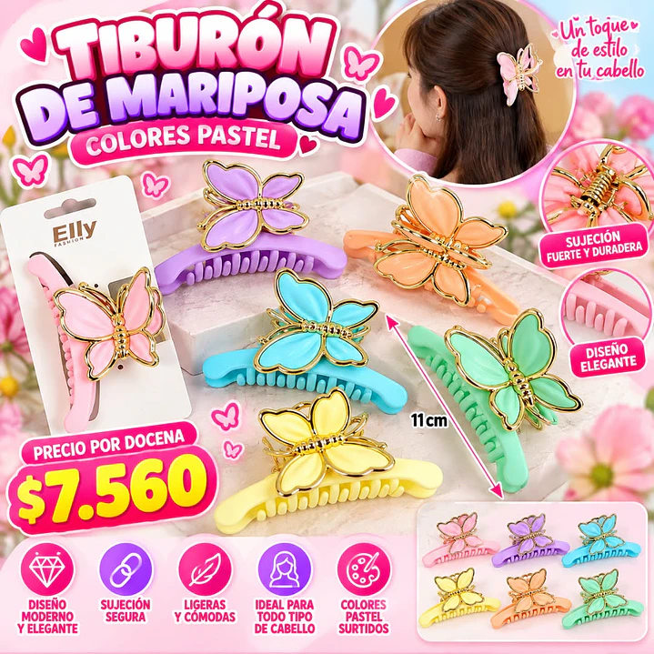 TIBURON MARIPOSA PASTEL 11CM  (DOCENA) 1