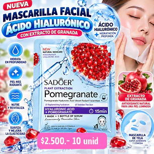 MASCARILLA FACIAL ACIDO HIALURONICO (10UNID)
