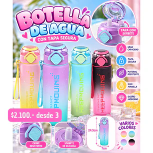 BOTELLA DE AGUA 800 ML (3UNID)