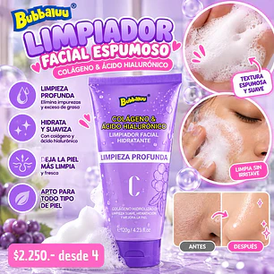 LIMPIADOR FACIAL ESPUMOSO COLGANEO BUBBALUU (4UNID)