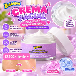 CREMA FACIAL  COLAGENO BUBBALUU (4UNID)