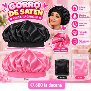 GORRO SATEN ROSA Y NEGRO  (DOCENA) 