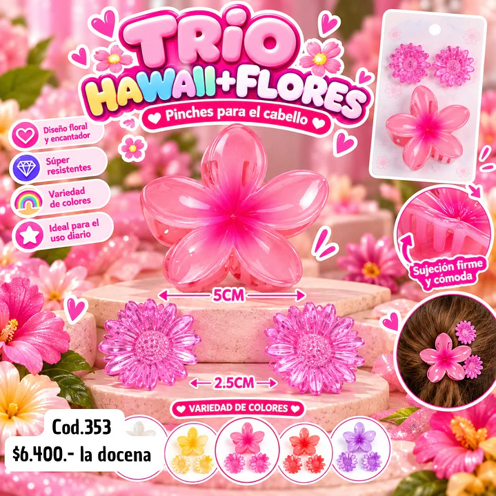 TRIO HAWAII + FLORES COD.353 (DOCENA)  1
