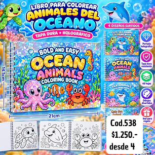 LIBRO PARA COLOREAR ANIMALES DEL OCEANO (4UNID) 