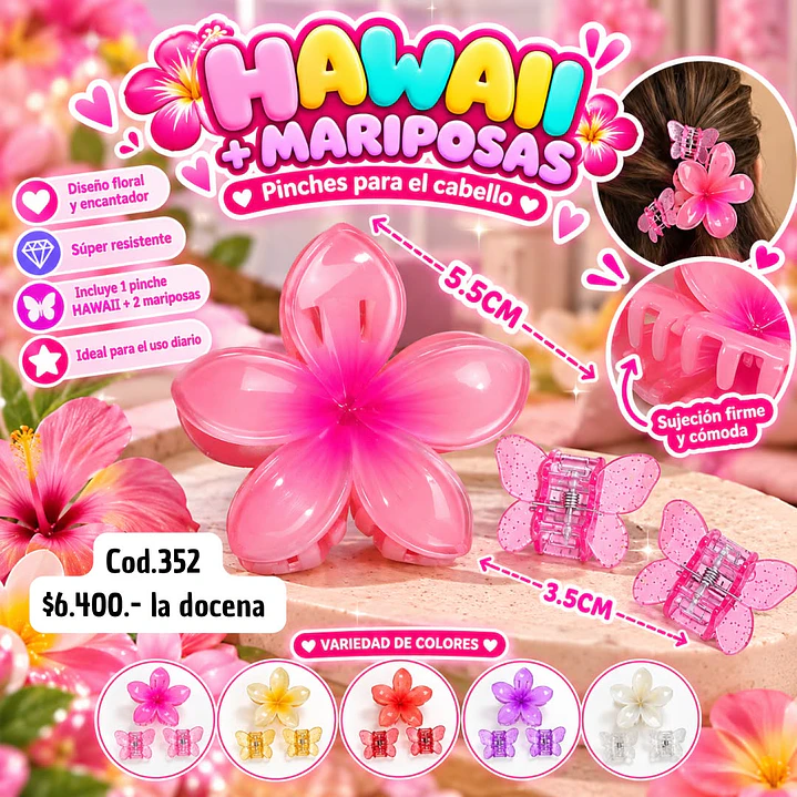TRIO HAWAII+ MARIPOSAS COD.352 (DOCENA)  1