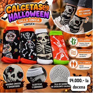 CALCETAS ESTILO HALLOWWEN TALLA UNICA (DOCENA)