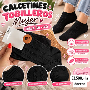 CALCETA MUJER NEGRA RELIEVE (DOCENA)
