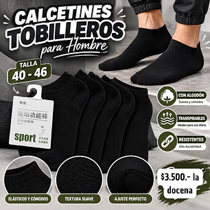 CALCETA hombre negra completa (DOCENA)