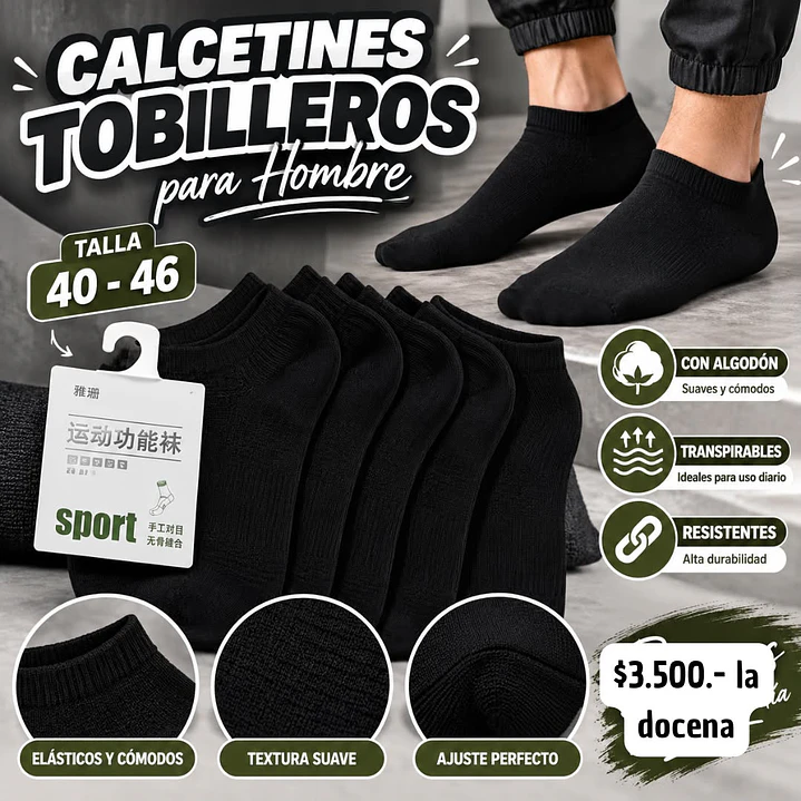 CALCETA hombre negra completa (DOCENA) 1