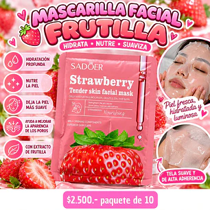 MASCARILLA FACIAL FRUTILLA (10 UNID)