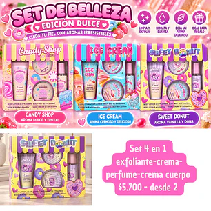 SET 4 EN 1 exfoliante-crema-perfume-crema de cuerpo (2UNID)
