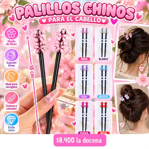PALILLOS CHINOS PARA EL CABELLO (DOCENA)