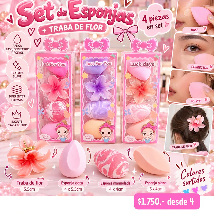 SET DE ESPONJAS + TRABA FLOR (4UNID) 1
