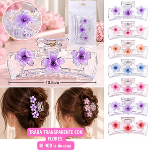 TRABA TRANSPARENTE CON FLORES (DOCENA)