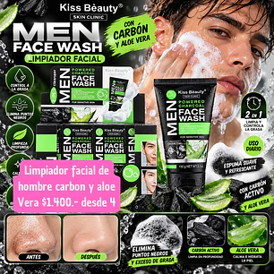 LIMPIADOR FACIAL DE CARBON Y ALOE VERA (4UNID)