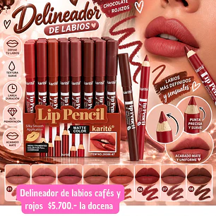 DELINEADOR DE LABIOS CAFE Y ROJO (DOCENA)