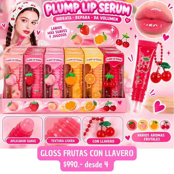 GLOSS FRUTA CON LLAVERO (4UNID) 1